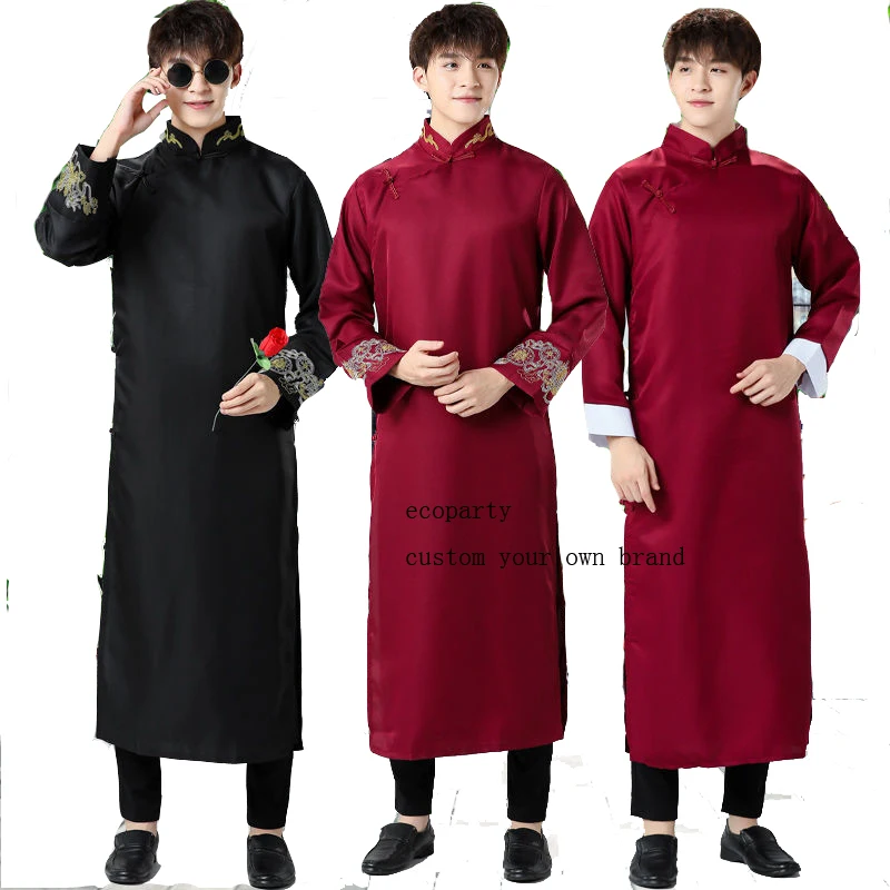 

ecoparty Traditional Chinese Tang Suit Men Kung Fu Tai Chi Robe Costume Cross Talk Gown Women Wedding Hanfu Party Outfit