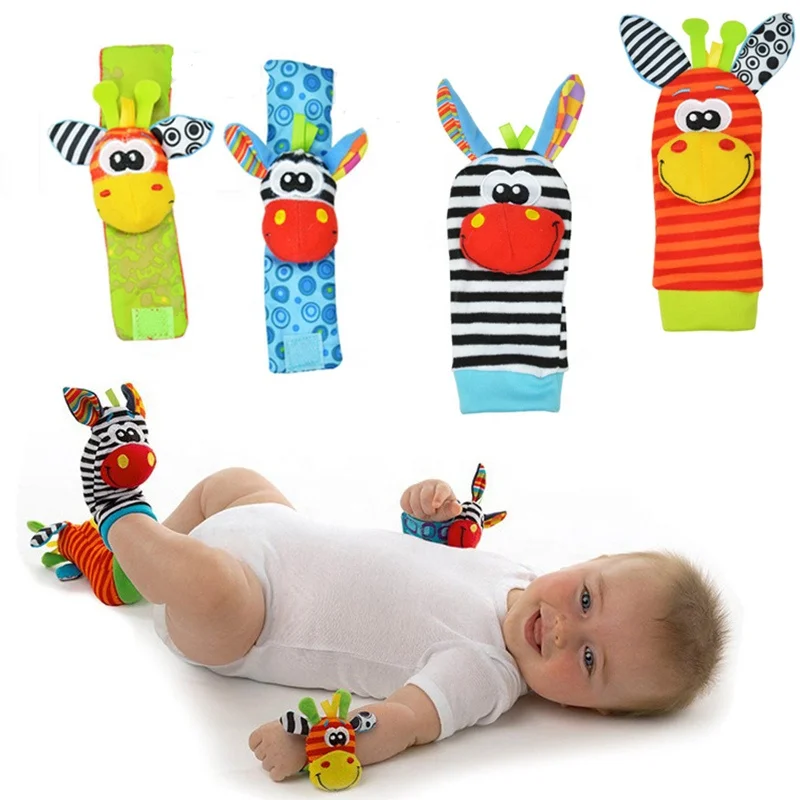 
Soft Baby Wrist Rattle Foot Finder Socks,Cotton and Plush Stuffed Infant Toys,Birthday Holiday Birth Present for Newborn Boy 