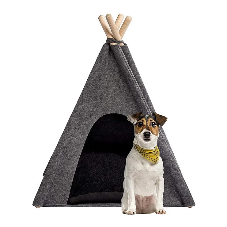 

Tent shaped felt dog bed detachable and foldable dog beds, Pink, grey, blue