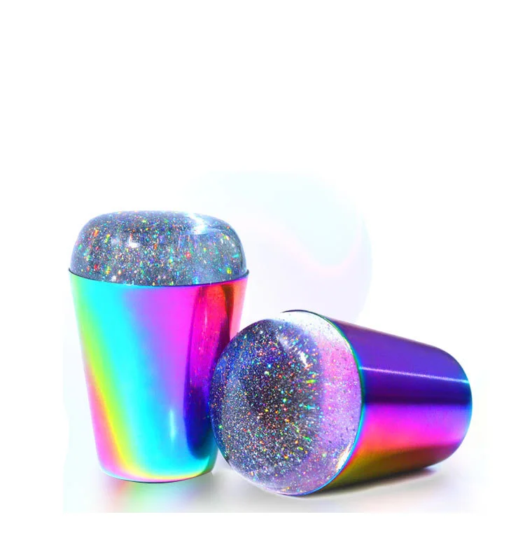 

NA0329 Colorful Laser Nail Stamper for Stamping Plate Holo Clear Jelly Silicone Stamper Head Printer Nail Art Templates Tool, 2 styles to choose