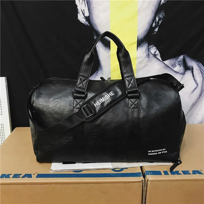 

2021 New Fashion Wholesale PU Leather Gym Waterpoof Men Travelling Luggage Duffle Sport Shoe Bags Women Couple Travel Bag, Black,red,white