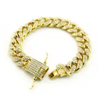 

2019 Fashion jewelry wholesale gold plated gemstone stainless steel chain bracelet for men