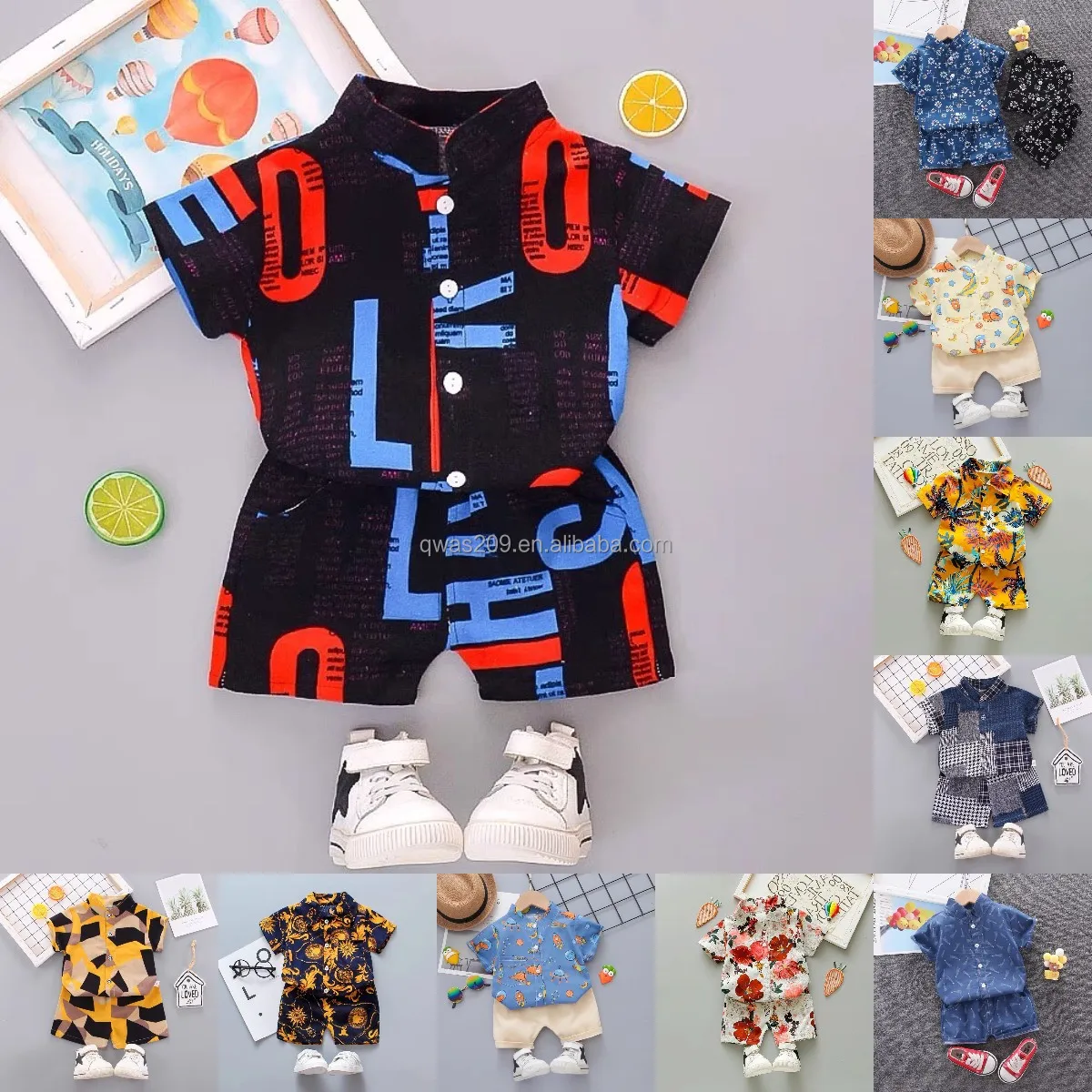

Made in China children's clothing boys and girls summer new denim suit casual fashion shirt suit