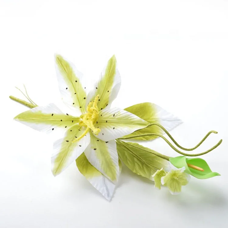 

30cm overall length polyester fabric artificial lily flower imitate real flower