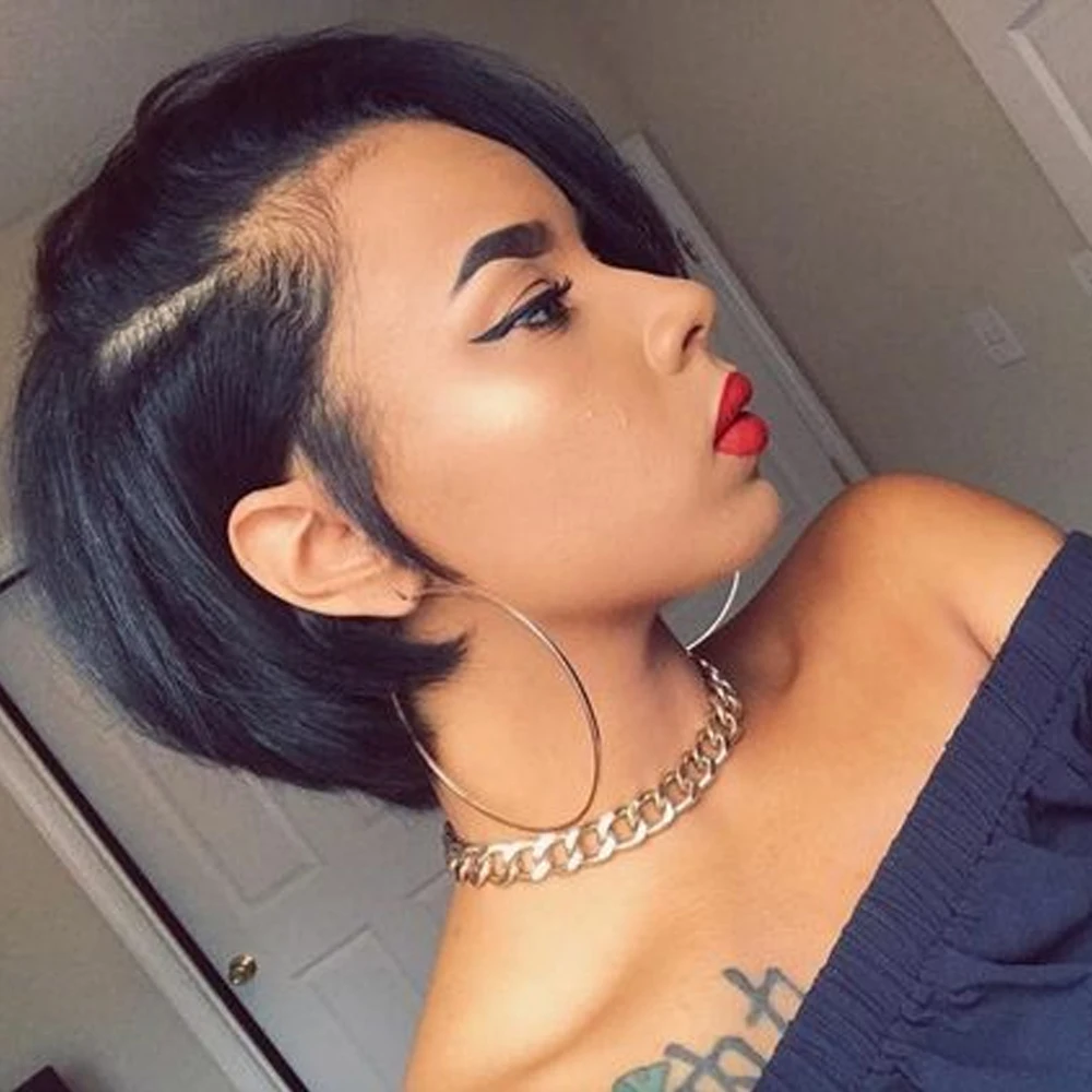 

Hot Beauty Brazilian Short Bob Pixie Cut Non Lace Wig With Bang Wholesale Pixie Wigs Human Hair For Black Women