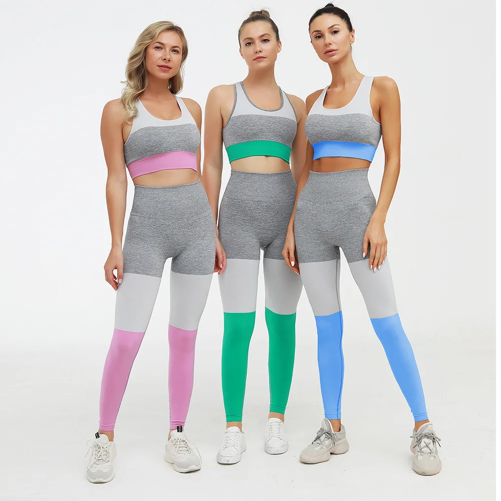 

Wholesale Women Workout Sets Sports Yoga Seamless Leggings Fitness Gym Suit Colorful Leggings Seamless Bras, Picture shown/customized upon request