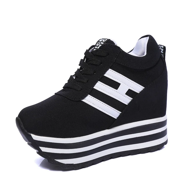 

Ladies High Platform Women Lace Up Wedge Thick Bottom Casual Sport Shoes Loafers, Red,black,white