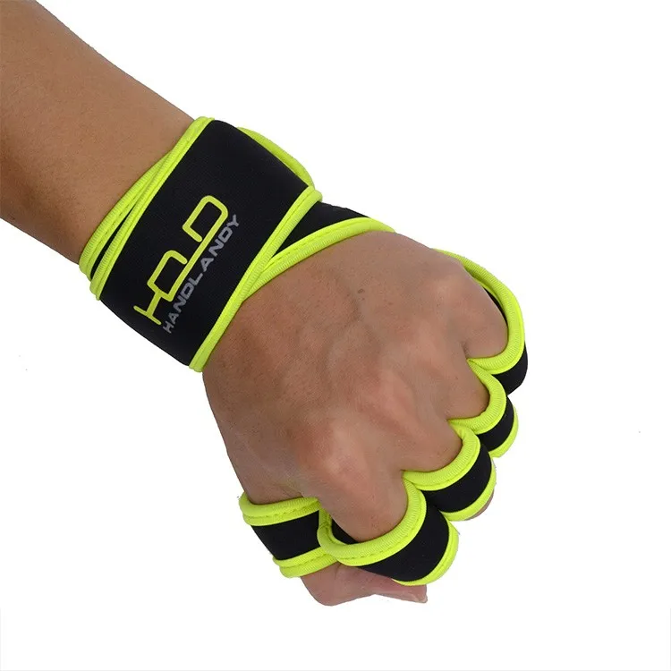 

HANDLANDY workout great grip sport gym hand gloves weight fitness Training Long Wrist Great Grip Fingerless Cycling gym gloves, Green