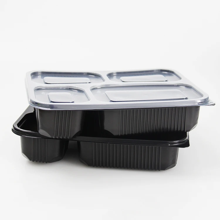 

Custom Pp Plastic Microwavable Lunch Box Round And Square Disposable Takeaway Packaging Meal Box Food Containers, Black white clear
