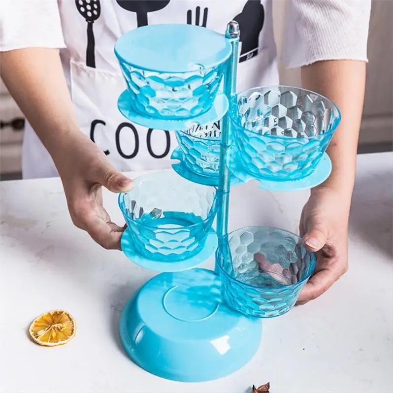 

European Crystal Rotatable Seasoning Box Kitchen Vertical Multi Layer Glass Spices Jar Set, As the picture