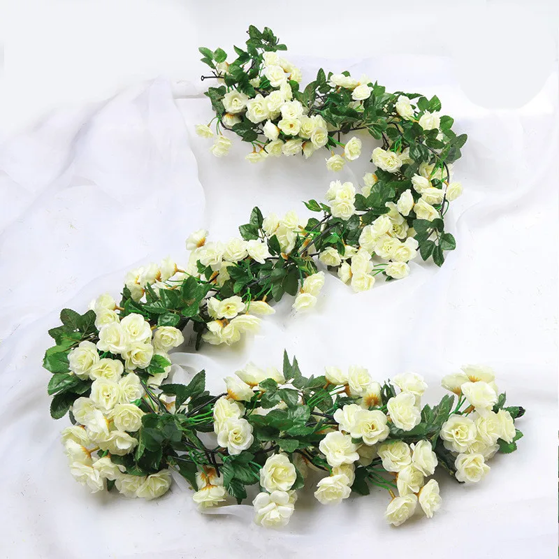 

QSLHC580 2m Artificial Flower Vine Rose Garland for Wedding Decor