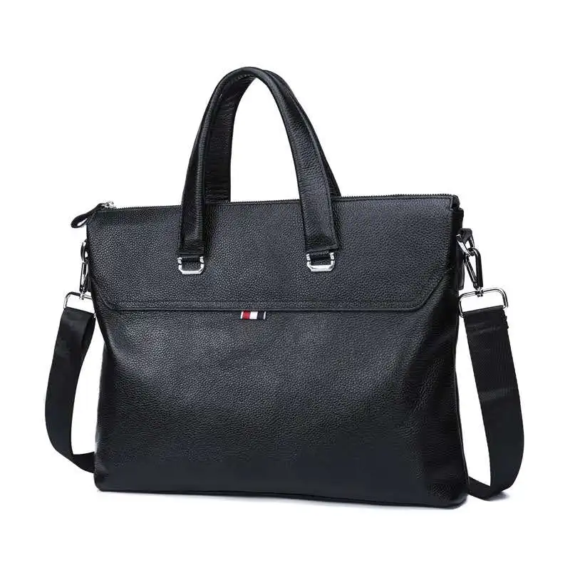 

Anti-theft Designer Leather Briefcase Men Casual Natural Cowwskin Leather Laptop Bag Black Business Bag