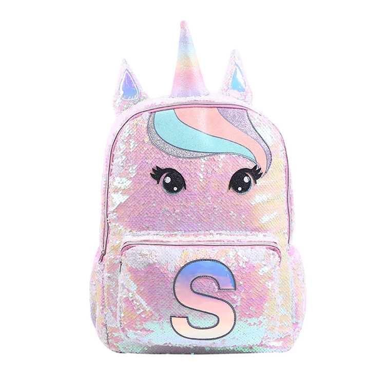 

Bling Flip Sequin Critter Bag Toddler Unicorn School Mini Initial Backpack for Girls, Accept customized color