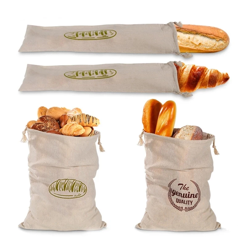 

Linen Bread Bags Reusable Drawstring Bag For Loaf, Homemade Artisan Bread Storage Bag,bread bag cotton