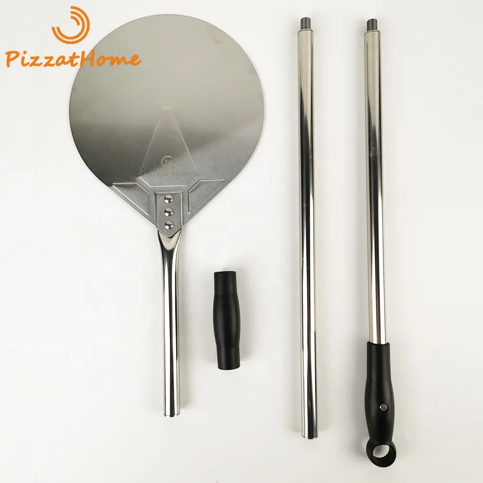 47 Inch Removable Turning Peel Round Pizza Turning Shovel Stainless Steel Turning Pizza Peel Paddle Long Pizza Tool