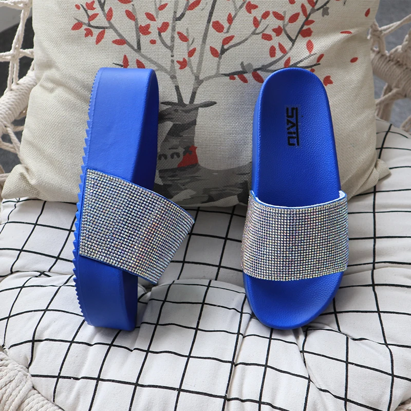 

Hot E-bay Waterproof Platform Wedge Rhinestone Sandals Female Open Toe Sparkle Slide Sandale Femme 2020