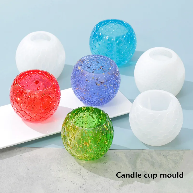 

0832 DIY epoxy resin jewelry storage candle holder cup silicone mold, White