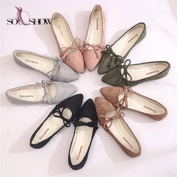 

2021 new wholesale latest design women Microfiber with bow girls flat shoes