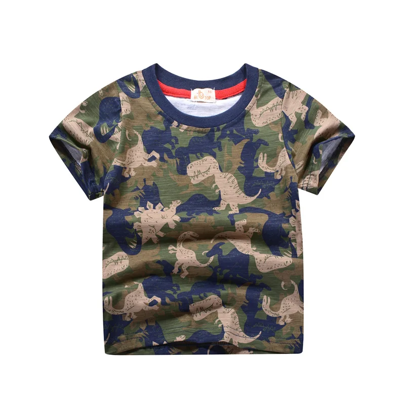 

Children's Clothing 2021 New Summer Dinosaur Print Boys Short-sleeved T-shirt Baby Children Girls Half-sleeved Kids Top