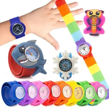 

Wholesale cheap promotional item kids silicone cartoon slap children digital cartoon wrist watch instructions kids rubber watch, Diverse color avaiable