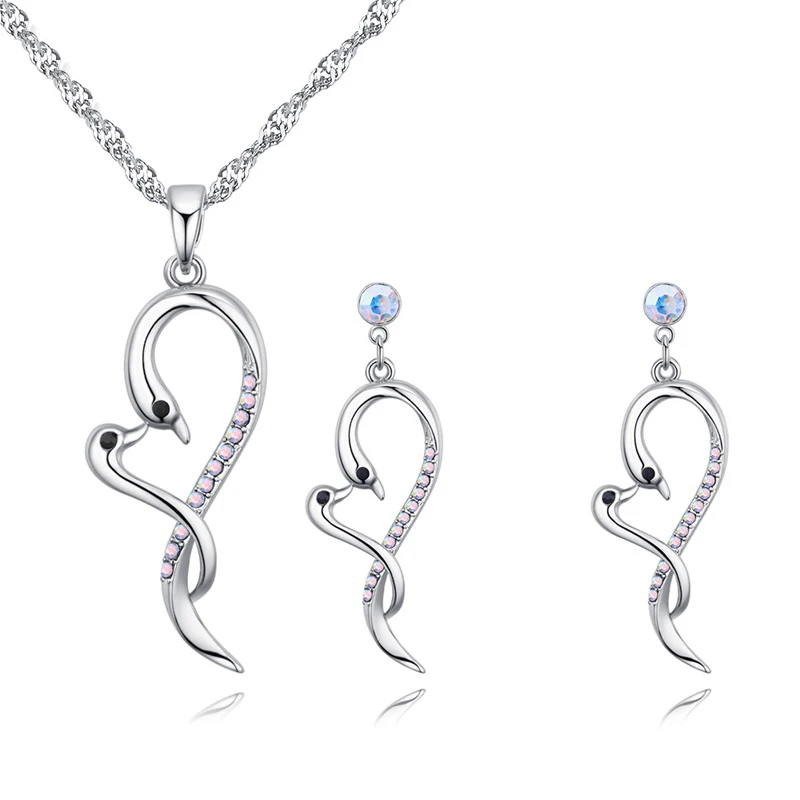 

Fashion Environmental Alloy Swan Pendant Necklace for Women Necklace and Earrings Sets Women Jewelry