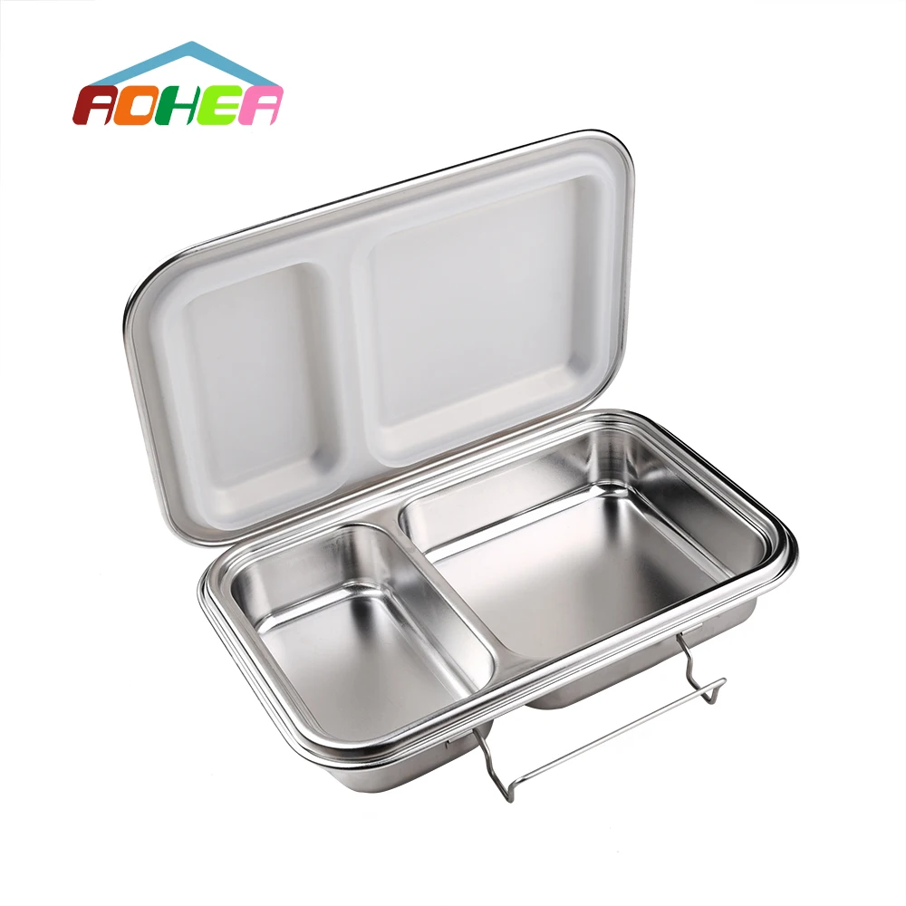 

lunch box takeout bento leak proof two compartment eco friendly reuseable bento boxes, Silver