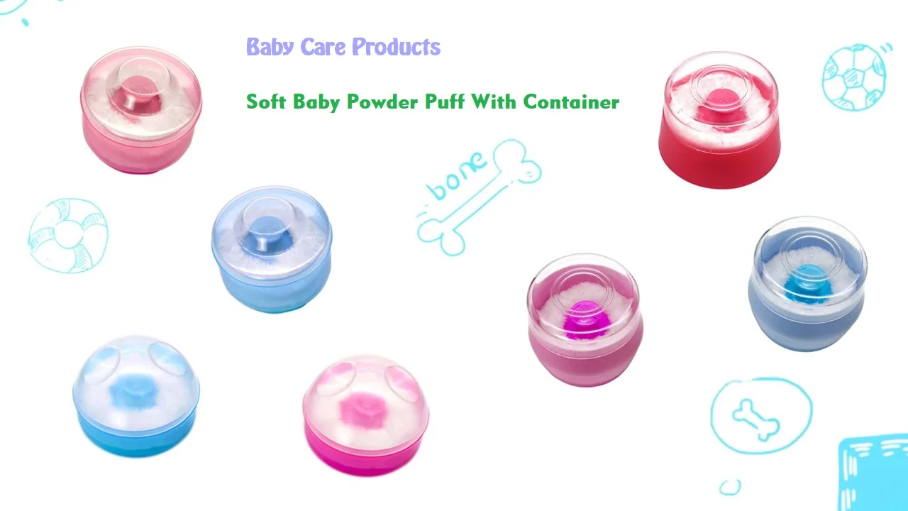 Bpa Free Portable Cotton Baby Powder Puff Kit Sponge Body Puff With