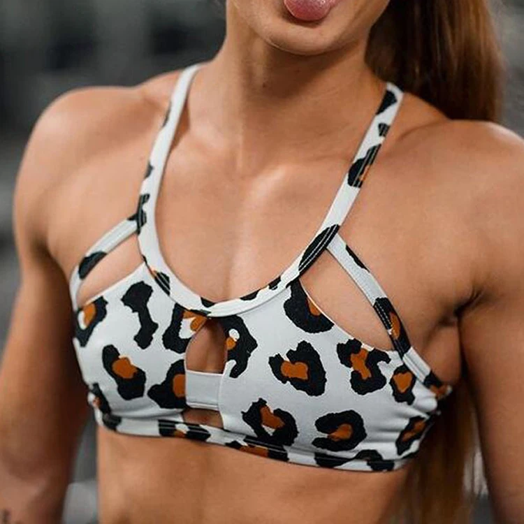 

High quality custom logo sexy sports bra leopard print yoga high impact sports bra, Customized colors