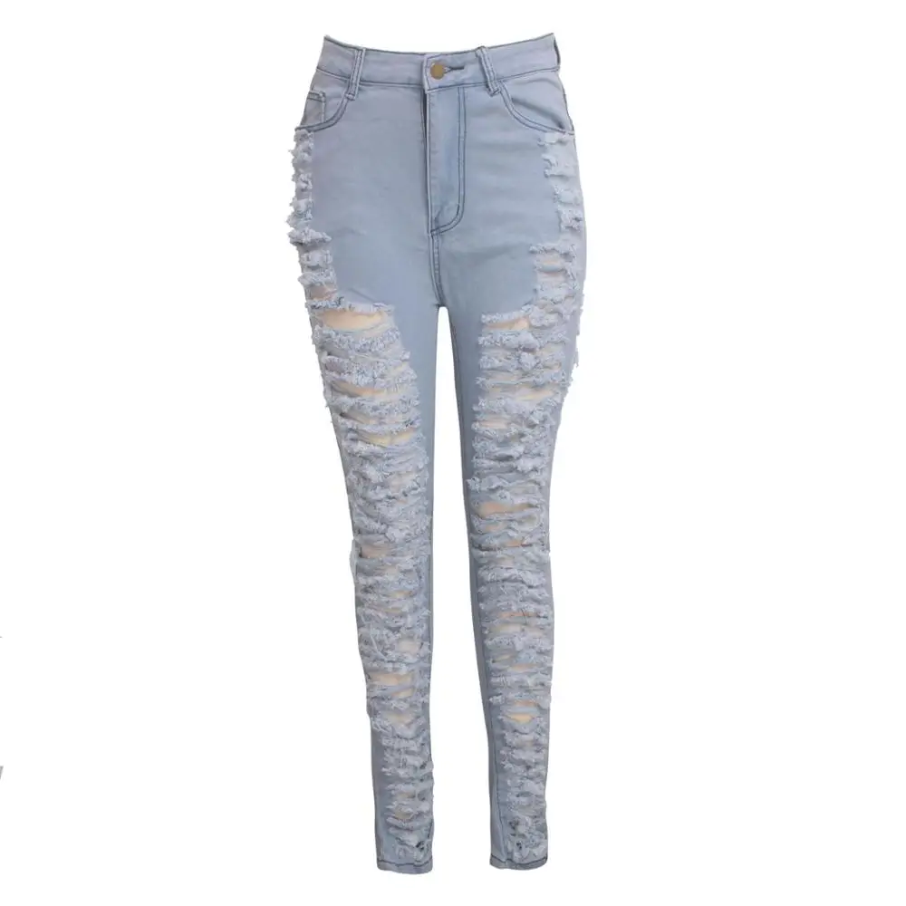 Wholesale Summer Fashion Elasticity Ripped Jeans Women Skinny Denim Women'S Jeans Pants Hole Pencil Pants