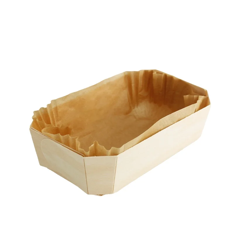 

Disposable Wood Plate Paper Food Tray Packaging Trays Wooden Cake Bread Baking Pan Salad plate