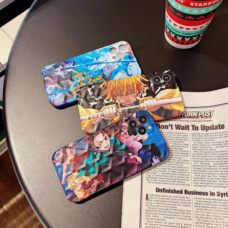 

For Apple Iphone X XR XS for iphone xr case Anti-Fall Cool Anime Demon Slayer for iPhone 7 8 Plus 11 12 Pro Max Protective Cover