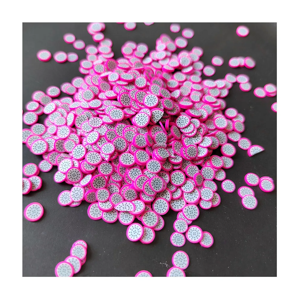 

5mm Dragon Fruit Polymer Clay Slices for DIY Crafts Plastic Klei Mud Particles Fruit Clays