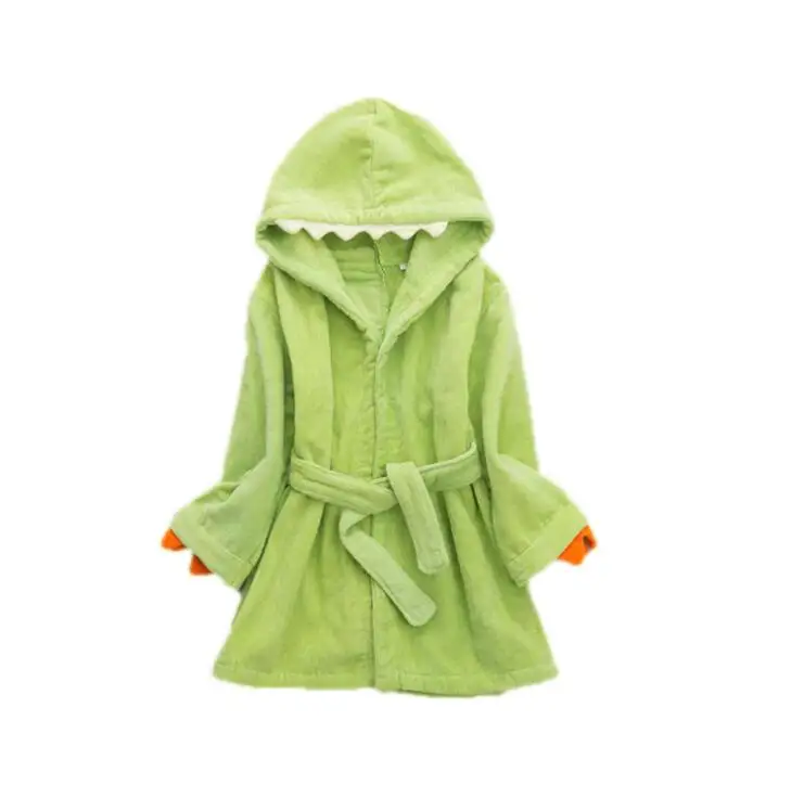 

New Children Bathrobe Pure Cotton Claw Dinosaur Bath Towel All Cotton Swimming Bathrobe Home Clothes Nightgown, Pink, green