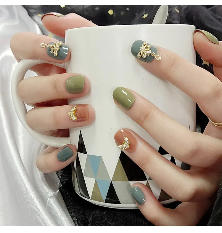 

Lovely girl candy color diamond press on nails rhinestone press on nails 2021
