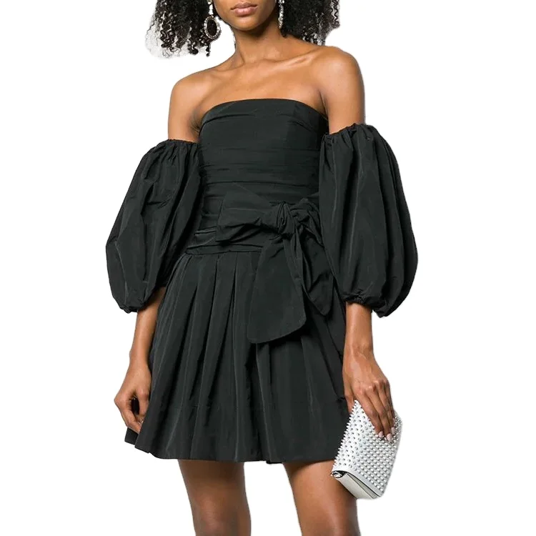 

Sexy custom Strapless Off the Shoulder Puff sleeved Evening Dress, Customized