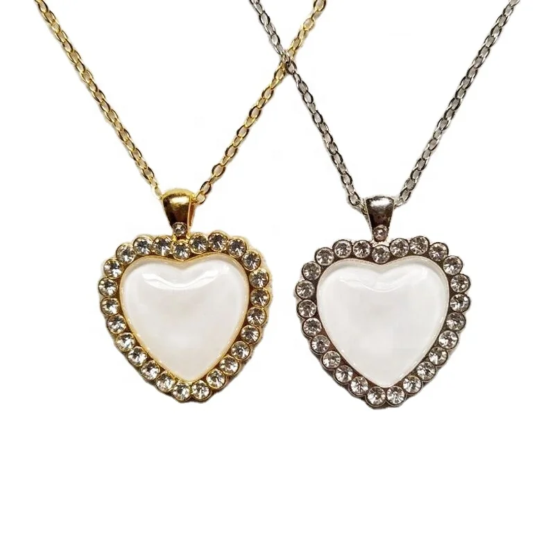 

SL-30 Valentine's Day Gift Jewelry Heart Shape Custom Sublimation Blank Necklace For Promotion, Silver /gold