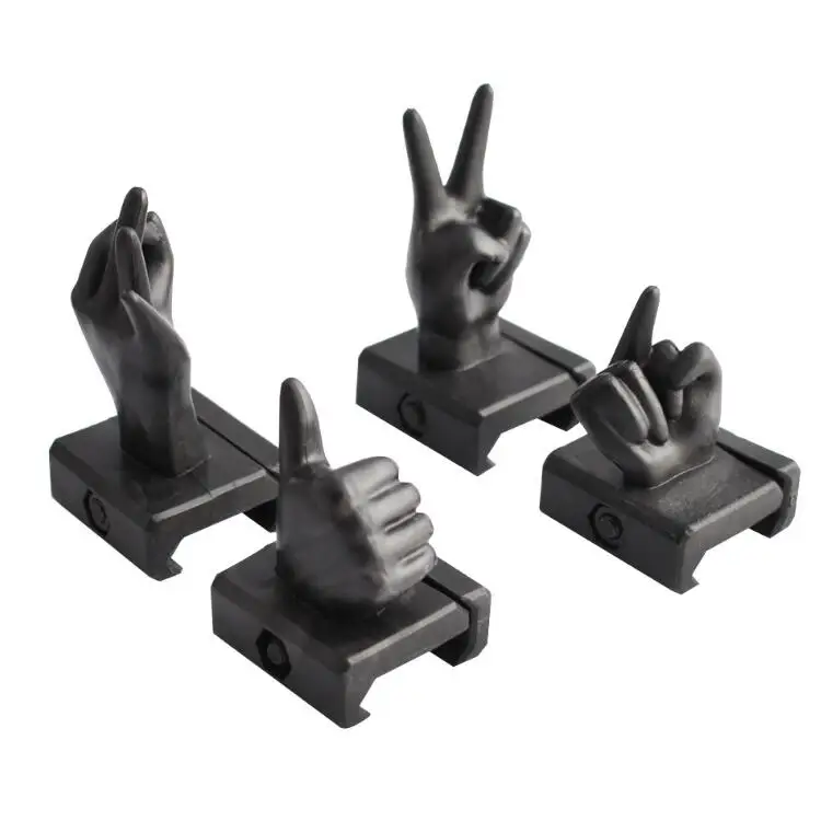 

4PCS/Set Novelty Sight 20mm Rail Mount Base Hunting Scope Mount Decoration Rifle Middle Finger Thumb Front Rear Sight, Black,tan