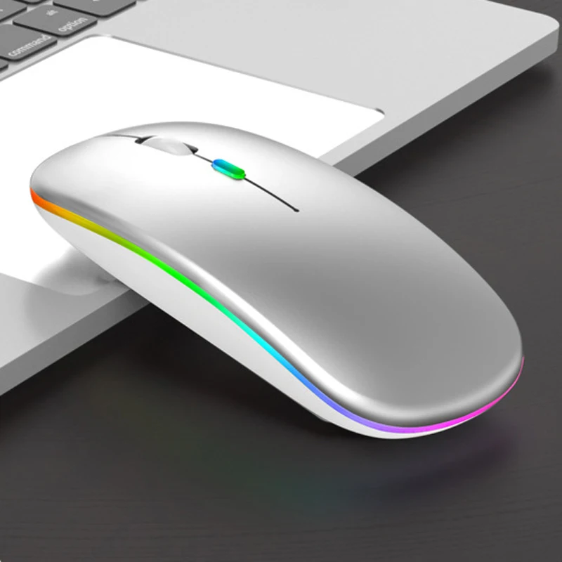 

laptop computer accessories Pink 2.4G Optical Ultra Thin LED Lights Gaming Rechargeable Wireless Mouse for MacBook, Black/white/pink/gold/sliver/gray
