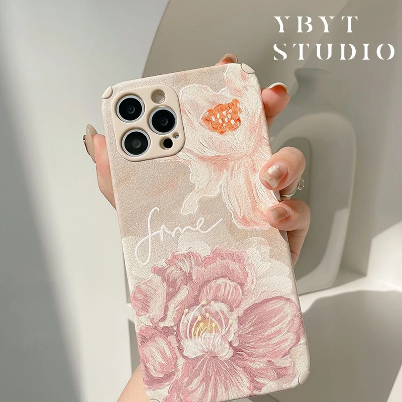 

Retro big flower case for iphone 13 12 Pro Max mini 11 XS XR XSMax 7 8 SE Plus cute happy cover