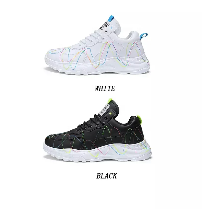 

2020 Top Sale Fluorescent Casual Shoes White Luminous Walking Shoes Sneaker, White, black