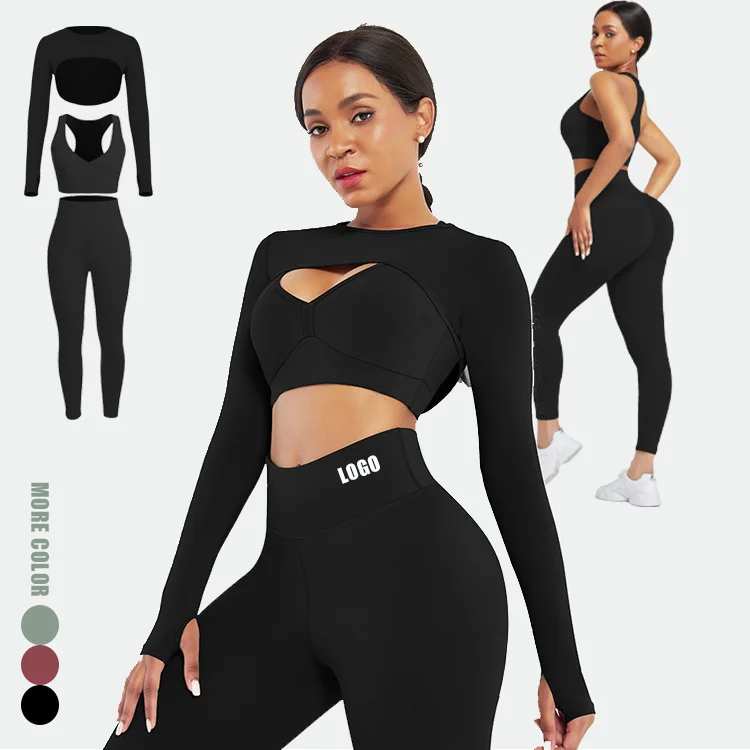 

Custom Logo Service Yoga Wear Fitness Sexy Crop Top Seamless Gym Fitness Sets