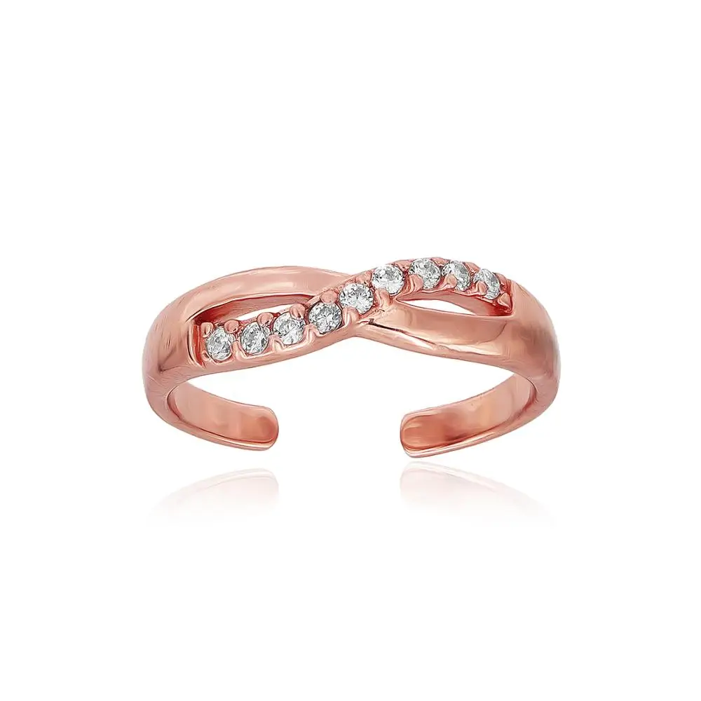 
Rose Gold Sterling Silver Adjustable Toe Ring with CZ 