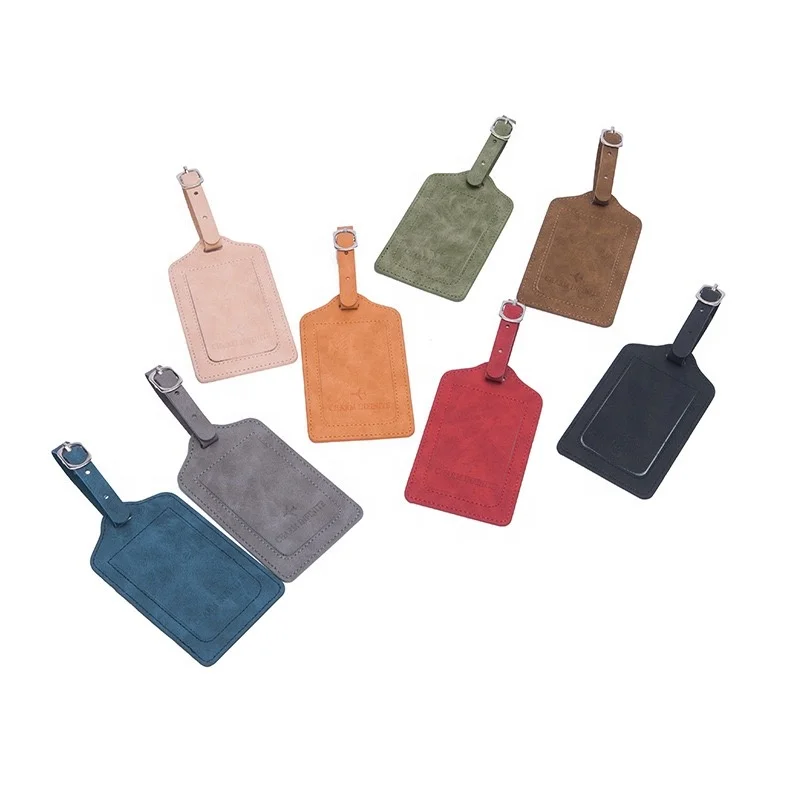 

Free Custom Logo Leather Luggage Tag, pu luggage tag, 8 colors