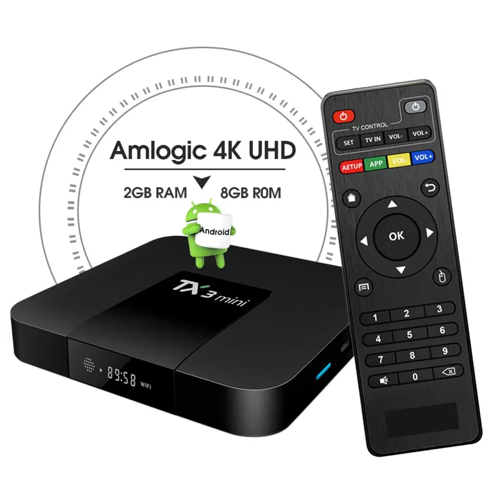 

New Product TF Card reader S905W octa core latest smart satellite internet 4k 2gb 16gb tx3 mini box tv