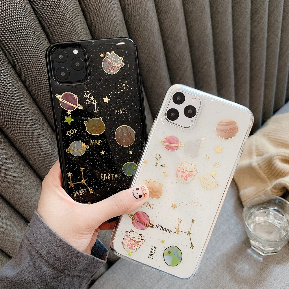 

Clear Fancy for iPhone 11 Case Print IMD Starry Sky Design 11Pro Max Phone Cases Transparent 6s 7 8 Plus X Glue Thin Hard Cover