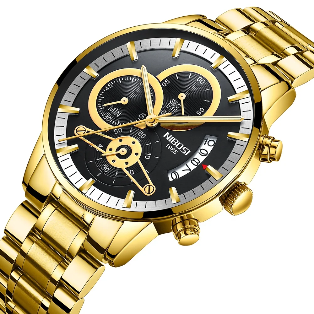 

NIBOSI 2309-1free shipping Mens Watches Luxury Top Brand Watch Men Automatic Date Watch Quartz Luminous Calendar Wristwatch