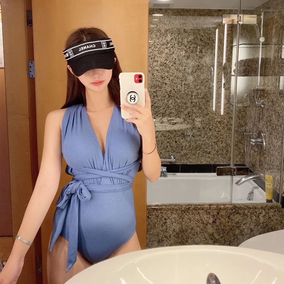 

YZ-0788 Ins Wind Sexy Backless Show Thin Bikini High Waist One Piece Swimsuit Women