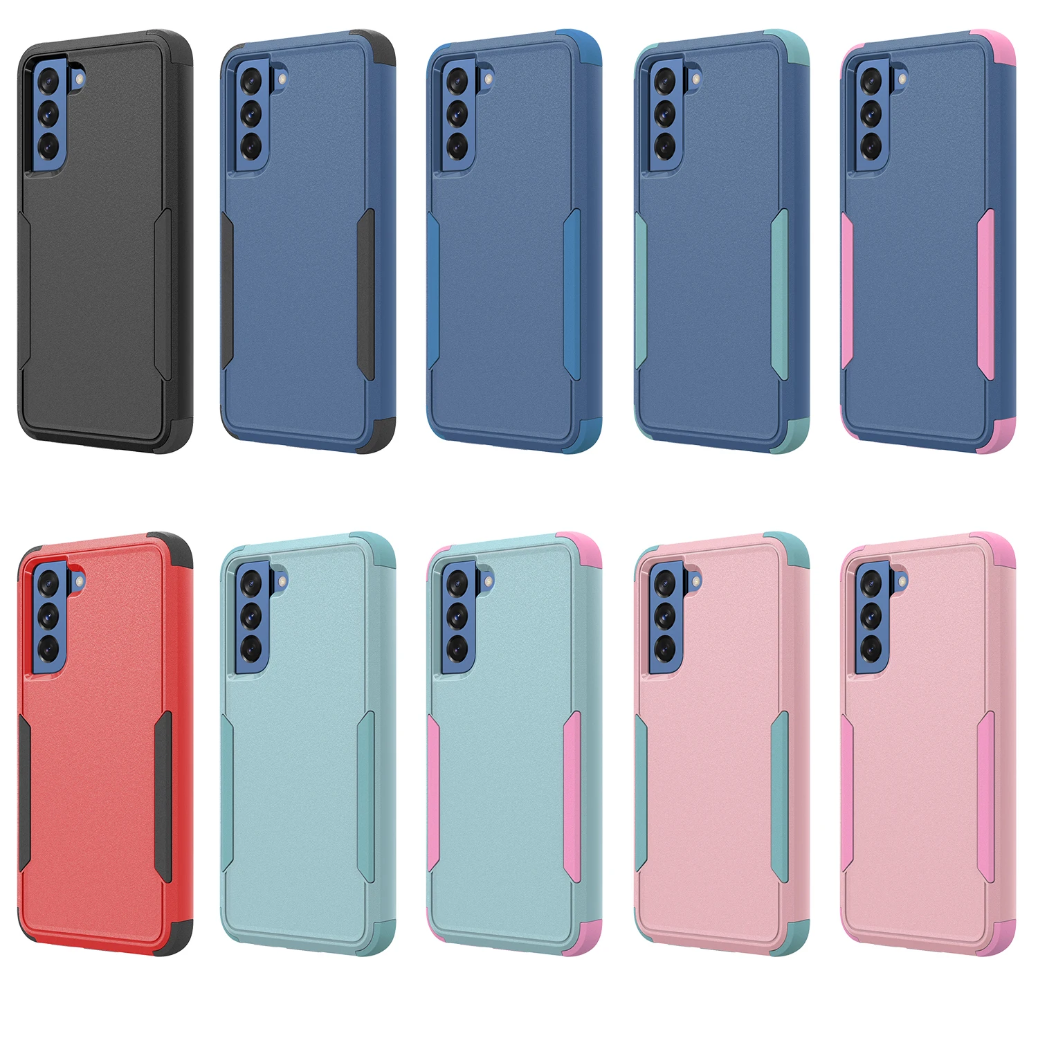 

Military Drop Protection Impact PC Frame Commuting Bumper Phone Case for Samsung A52 A32 A12 A02S US S21FE S21 Plus S21Ultra 5G