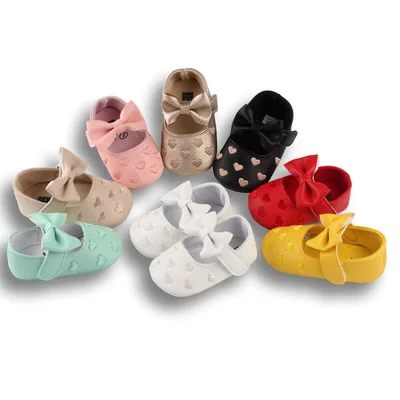 

Baby PU Leather Baby Girls Shoes Bow Soft Soled Non-slip Light Baby Casual Shoes, As picture show