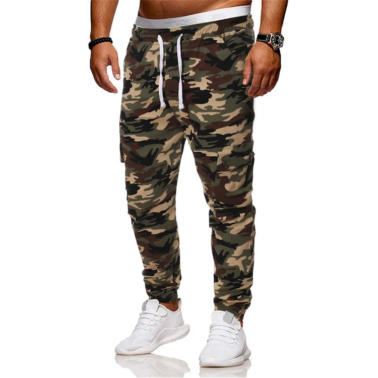 

Camouflage men casual loose large size belt tether tooling casual cargo trousers pants